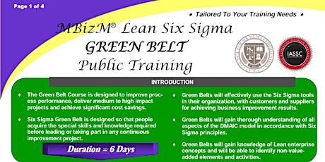 Imagem principal do evento Lean Six Sigma Green Belt Public Training