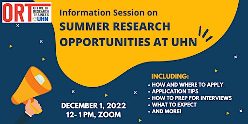 Information Session on Summer Research Opportunities at UHN