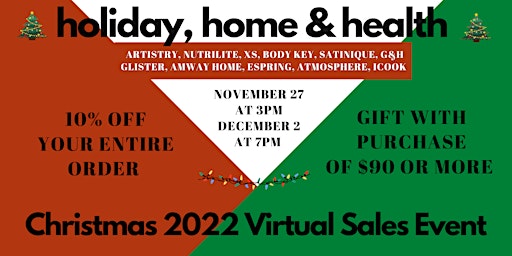 holiday, home & health, Christmas Virtual Sales Event December 2, 2022