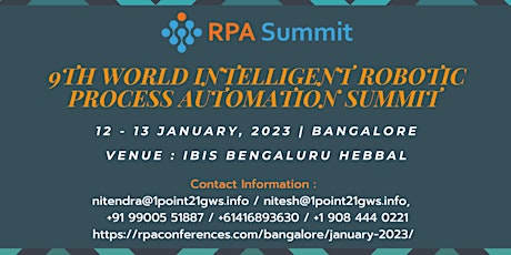 World Intelligent Robotic Process Automation Summit-Bangalore on 12- 13 Jan