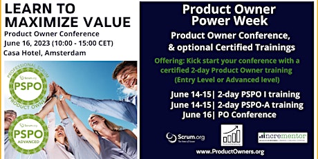 Product Owner Conference (and optional certified trainings)