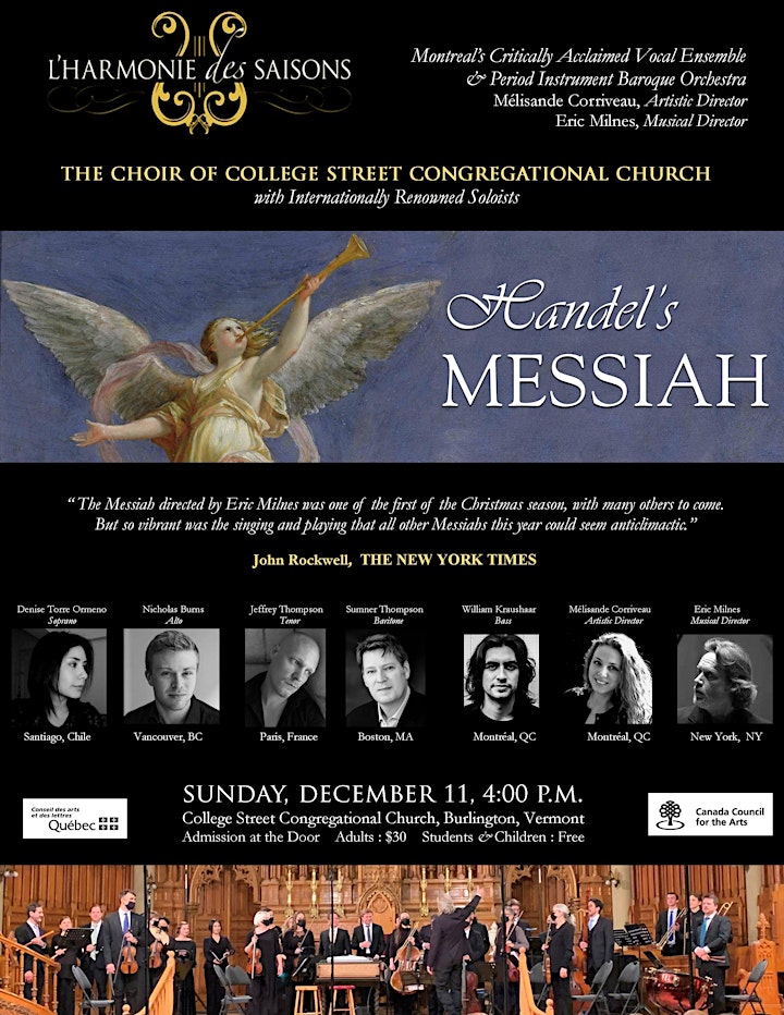 Handel's Messiah at College Street Congregational Church Burlington image