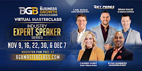 Business Growth Bootcamp VIRTUAL MASTERCLASS Industry EXPERT SPEAKER Series primary image