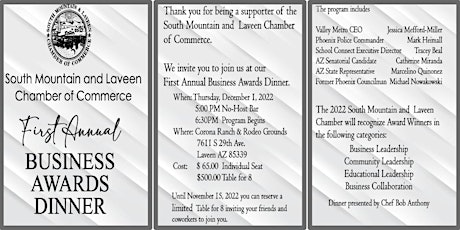 First Annual Business Awards Dinner
