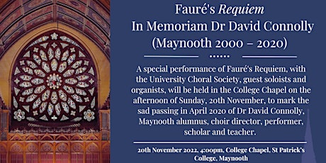 Fauré's Requiem - in Memoriam Dr David Connolly (Maynooth 2000- 2020) primary image