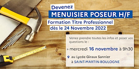 TP MENUISIER POSEUR - Réunion d’Informations – St-Martin-Boulogne