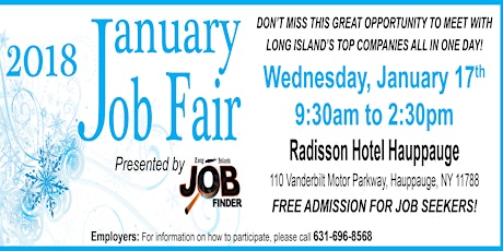 2018 January Job Fair hosted by the Long Island Job Finder primary image