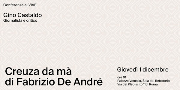 AL CENTRO DI ROMA: Creuza de mà di Fabrizio De André, con G. Castaldo