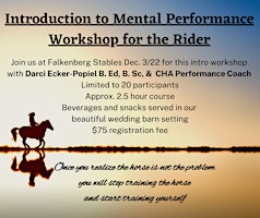 Introduction to Mental Performance, a Workshop for the Rider