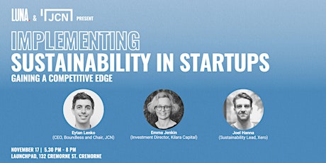 LUNA & JCN Present: Implementing Sustainability in Startups primary image
