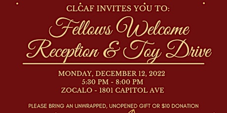 Fellow Welcome Reception & Toy Drive