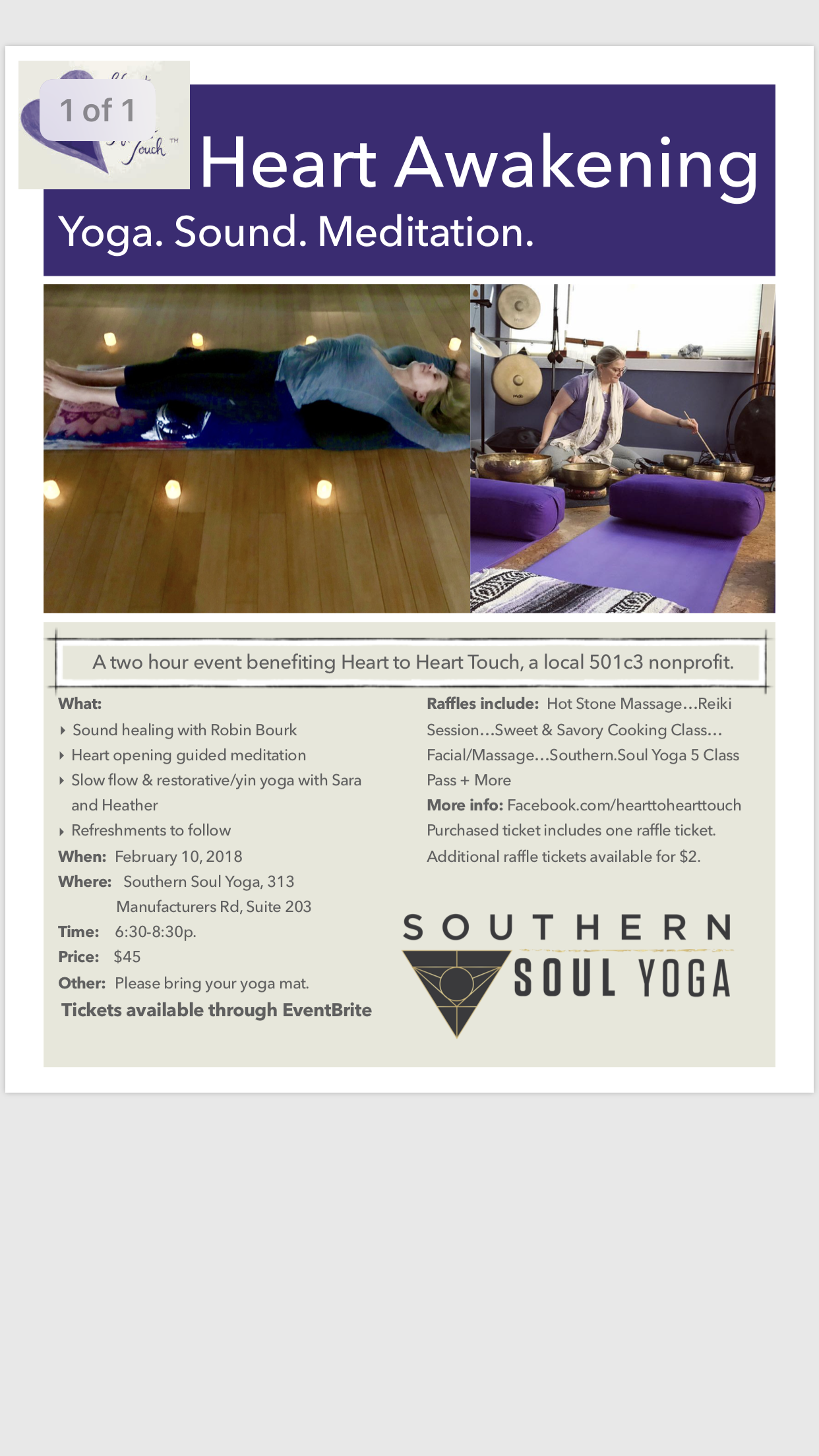 Heart Awakening Yoga Sound Meditation Benefiting Heart To Heart Touch 10 Feb 2018