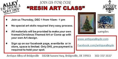 RESIN ART CLASS - Christmas Theme or Design your own.....