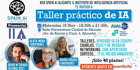 Taller práctico presencial de IA con Spain AI Alicante & IIA + networking