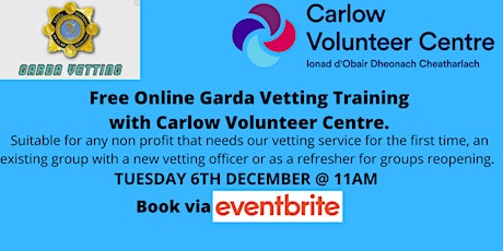 Image principale de Garda Vetting Workshop with Carlow Volunteer Centre