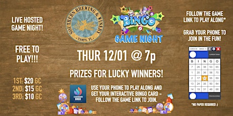 BINGO Game Night | Southern Brewing and Winery THUR 12/01