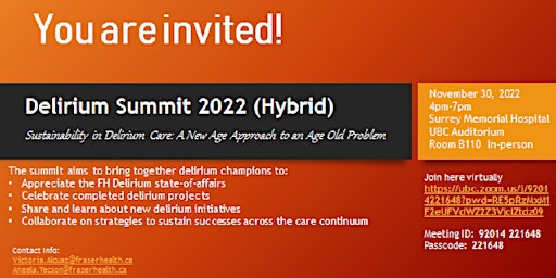 Delirium Summit 2022 - A New Age Approach to an Age Old Problem