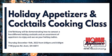 Holiday Appetizers & Cocktails Cooking Class