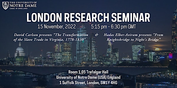 London Research Seminar: David Carlson and Hadas Elber-Aviram