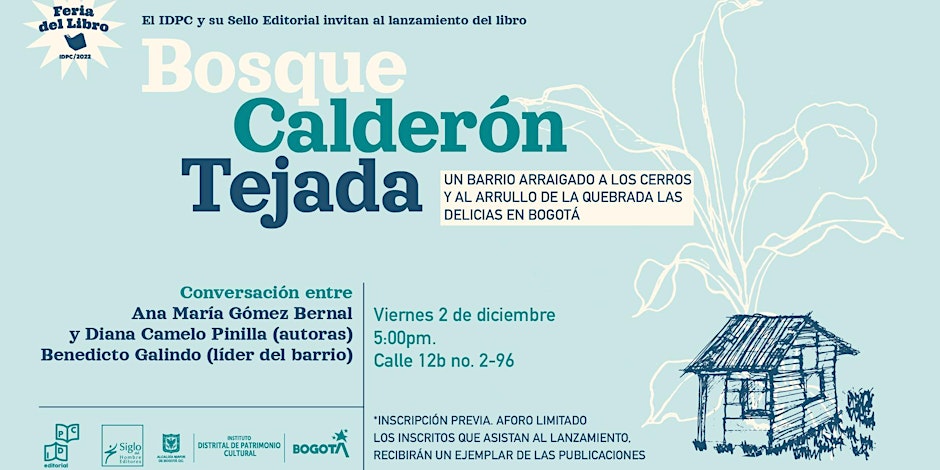 Pieza gráfica lanzamiento libro Bosque Calderón tejada