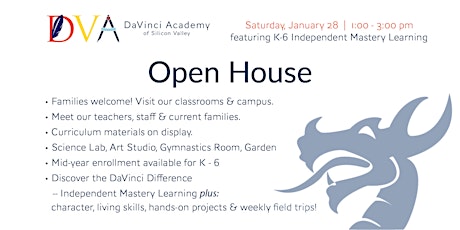 DaVinci Academy Open House, featuring K-6