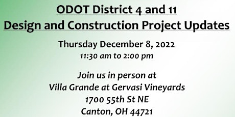 2022 ASCE Akron-Canton Section December Luncheon - ODOT D4 & D11 Updates