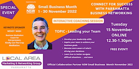 PARRAMATTA - ONLINE:  15 November - Connect for Success - Coaching Session. primary image