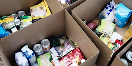Drive-thru mobile pantry at Cobblestone Townhomes