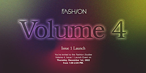 Fashion Studies Volume 4 Launch Event