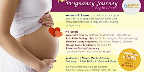 Health Talk Series: Antenatal Class 2018 您的怀孕旅程由此开始 primary image