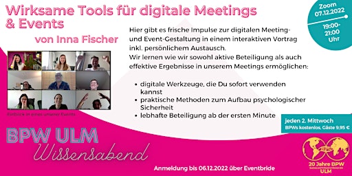 Wirksame Tools für digitale Meetings & Events - BPW Ulm  Wissensabend