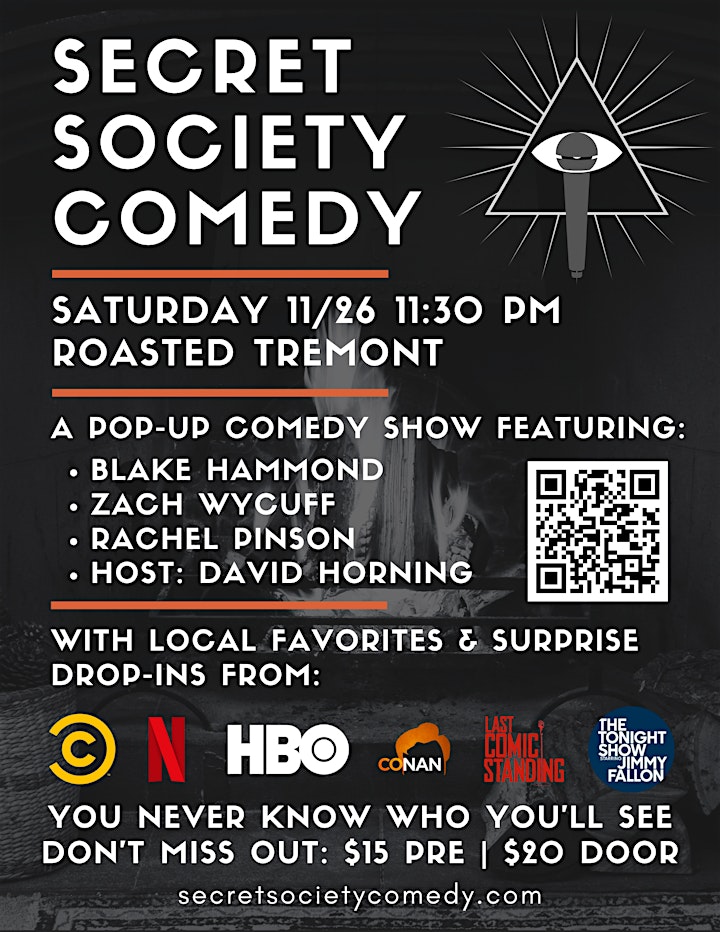 Secret Society Comedy At Roasted Tremont image