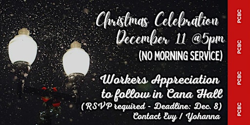 PCBC Christmas Dinner and Workers Appreciation