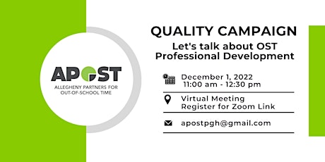 APOST Quality Campaign: Let's talk about OST Professional Development