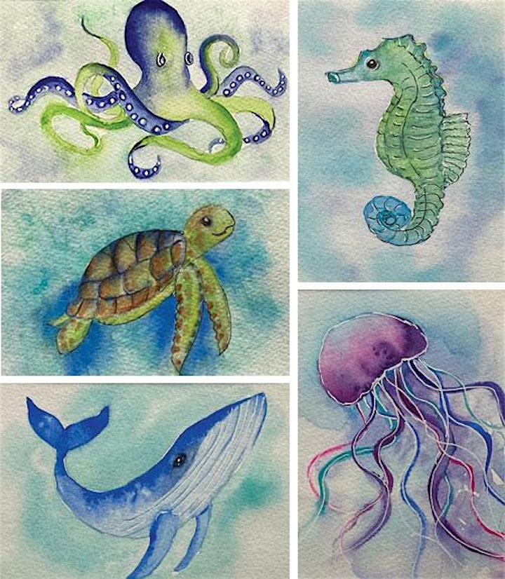 Cute Ocean Critters in Watercolors with Phyllis Gubins image