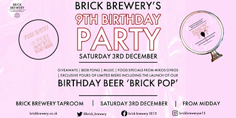 Brick Brewery 9th Birthday Party @ Brick Taproom primary image
