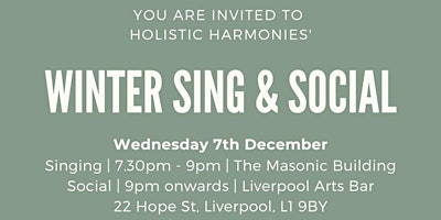 Holistic Harmonies Winter Sing & Social