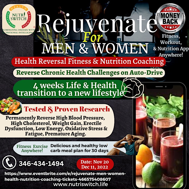 REJUVENATE' for MEN & WOMEN Health Reversal Nutrition Coaching image
