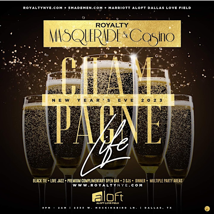 12th Annual New Year's Eve 2023 Champagne Life: ROYALTY MASQUERADE & CASINO image