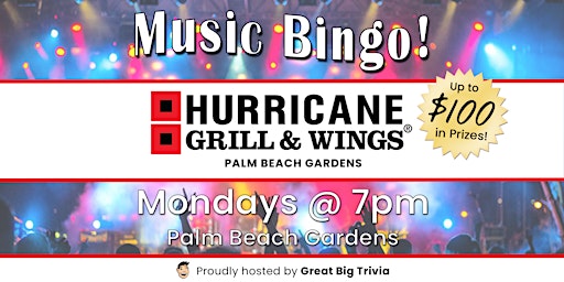 Imagen principal de Free Music Bingo @ Hurricane Grill & Wings | $100+ in Prizes | Family Fun!