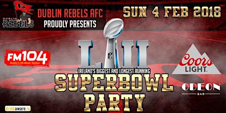 Dublin Rebels Annual Super Bowl Party 2018 primary image