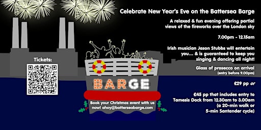 Celebrate New Year’s Eve on the Battersea Barge