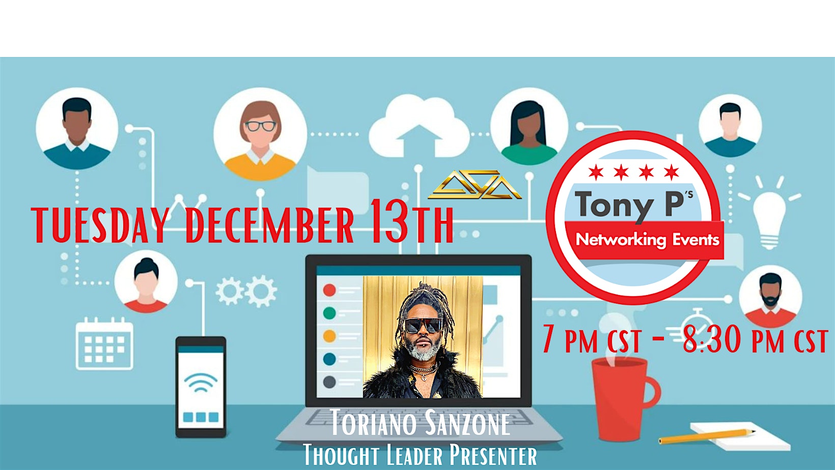Tony P’s Virtual Business Networking Event  –  Tuesday December 13th