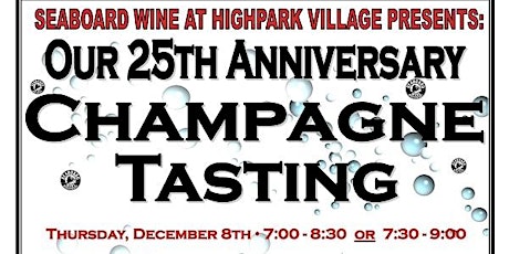 25th Anniversary Champagne & Sparkling Wine Tasting!