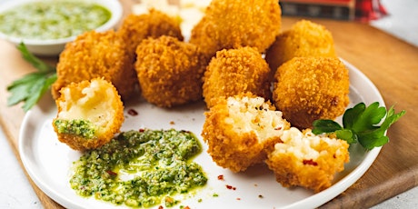 FREE Virtual Cooking Class: Cheesy Risotto Bites with Pesto Dipping Sauce
