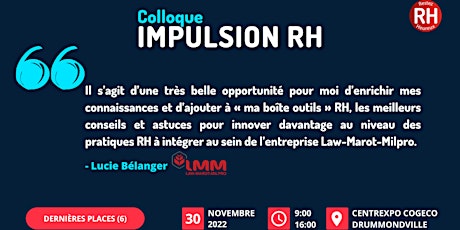 Colloque IMPULSION RH - Ateliers : Innovation - Recrutement - Fidélisation primary image