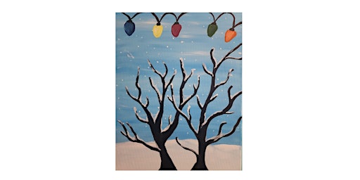 Lets hang some lights with this fun Paint and sip painting Christmas Lights