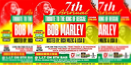 BOB MARLEY Birthday Celebration @Lit on 8th primary image