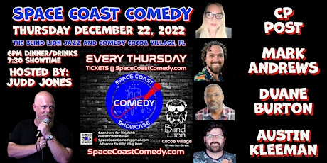 DEC 22ND,  The Space Coast Comedy Showcase at The Blind Lion Comedy Club