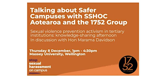 Talking about Safer Campuses with SSHOC Aotearoa and 1752 Group (online)